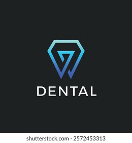 Modern Dental Logo: Tooth with Diamond Shape Icon. 