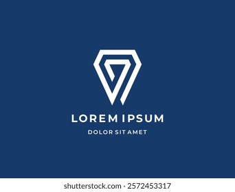 Modern Dental Logo: Tooth with Diamond Shape Icon. 