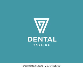 Modern Dental Logo: Tooth with Diamond Shape Icon. 