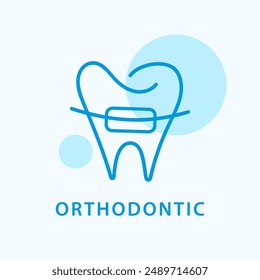 Modern Dentist logo design. Dental care orthodontic clinic elegant outline tooth icon badge, minimal logotype. Tooth Beauty Treatment. Vector illustration