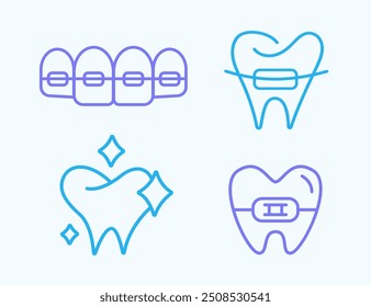 Coleção de designs de logotipo moderno Dentist. aparelho dentário cuidados clínica delineamento elegante ícones de dente conjunto de crachá, logotipo mínimo. Tratamento De Beleza Dos Dentes. Ilustração vetorial