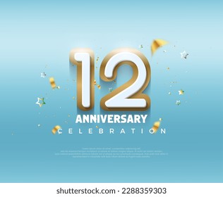 Modern design for 12th anniversary celebration. with modern 3d design. Premium vector background for greeting and celebration.