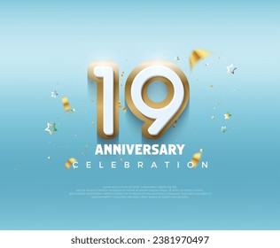 Modern design for 19th anniversary celebration. with modern 3d design. Premium vector background for greeting and celebration.