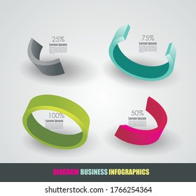 Modern  design 3d Diagram template. Can be used for circular infographics,  percent report and  workflow layout.