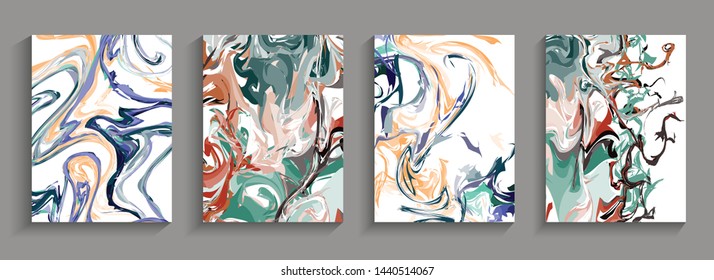 Modern design 4 set Abstract marble texture of colored bright liquid paints Modern design 4 set Abstract marble texture of colored bright liquid paints