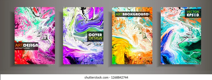 Modern design A4.Abstract fluid texture of colored bright liquid paints.Splash neon trends paints.Used design presentations, print,flyer,business cards,invitations, calendars,sites, packaging,cover.