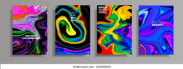 Modern design A4.Abstract marble texture of colored bright liquid paints.Splash neon acrylic paints.Used design presentations, print,flyer,business cards,invitations, calendars,sites, packaging,cover.