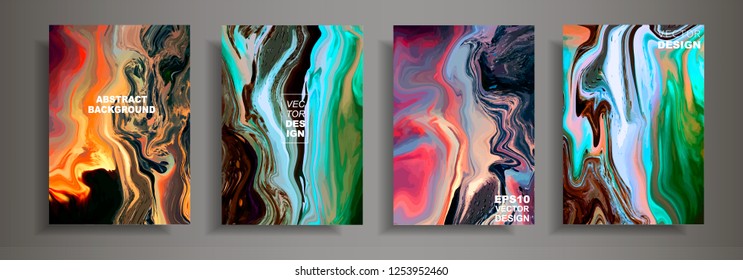 Modern design A4.Abstract marble texture of colored bright liquid paints.Splash neon acrylic paints.Used design presentations, print,flyer,business cards,invitations, calendars,sites, packaging,cover.