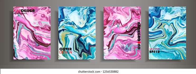 Modern design A4.Abstract marble texture of colored bright liquid paints.Splash neon acrylic paints.Used design presentations, print,flyer,business cards,invitations, calendars,sites, packaging,cover.