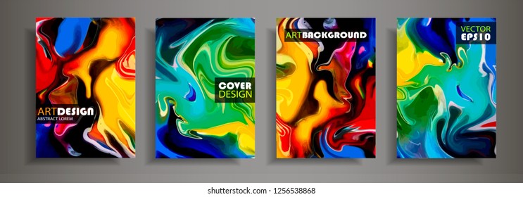 Modern design A4.Abstract marble texture of colored bright liquid paints.Splash neon acrylic paints.Used design presentations, print,flyer,business cards,invitations, calendars,sites, packaging,cover.