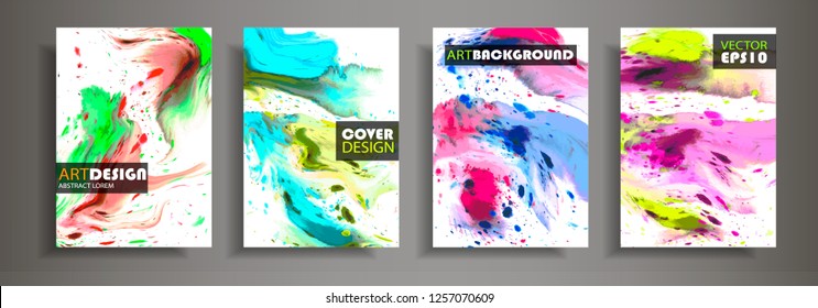 Modern design A4.Abstract marble texture of colored bright liquid paints.Splash neon acrylic paints.Used design presentations, print,flyer,business cards,invitations, calendars,sites, packaging,cover.
