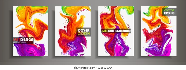 Modern design A4.Abstract marble texture of colored bright liquid paints.Splash watercolor  acrylic paints.Used design presentations, print,flyer,business cards,invitations, calendars,sites, packaging