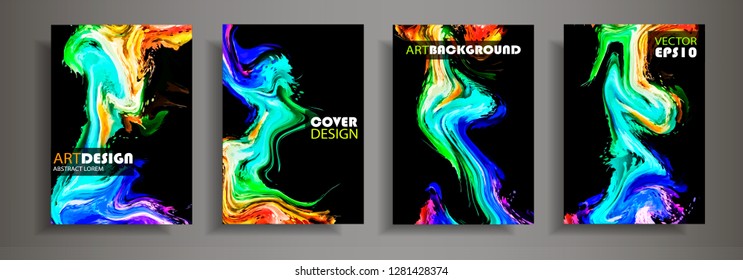 Modern design A4.Abstract marble texture of colored bright liquid paints.Splash neon trends paints.Used design presentations, print,flyer,business cards,invitations, calendars,sites, packaging,cover.