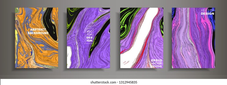 Modern design A4.Abstract marble texture of colored bright liquid paints.Splash trends paints.Used design presentations, print,flyer,business cards,invitations, calendars,sites, packaging,cover.