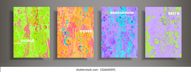 Modern design A4.Abstract multicolor marble texture of colored bright liquid paints. Splash trends paints. Used design presentations, print, flyer, business cards, invitations, calendars, sites.