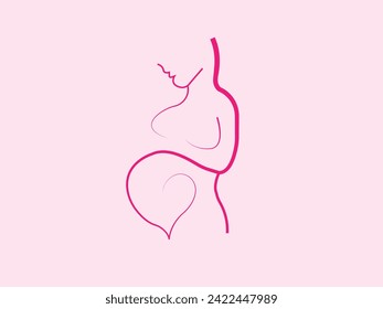 Modern design about pregnancy and motherhood beautiful young pregnant woman . Minimalistic design, vector illustration with logo design.