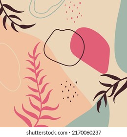 diseño moderno fondo abstracto con líneas, plantas y salpicaduras