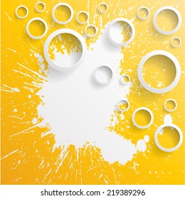 Modern design. Abstract circle element on the splatted background. Vector illustration.