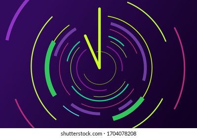 Modern design abstract clock. Abstract background with color circle line on dark. Backdrop in futuristic style. vector illustration.