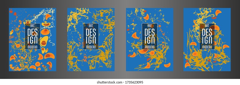 Modern design. Abstract marble texture of colored bright liquid paints. Splash trends paints. Used design presentations, print, flyer, business cards, invitations, calendars, sites, packaging, cover.