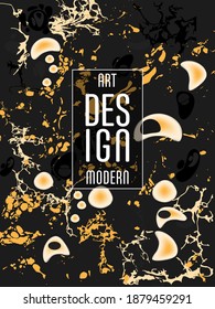 Diseño moderno. Textura abstracta de mármol de pinturas líquidas brillantes de colores. Pintas de tendencia de salpicaduras. Presentaciones de diseño usadas, impresión, volante, tarjetas de visita, invitaciones, calendarios, sitios, empaque, portada.