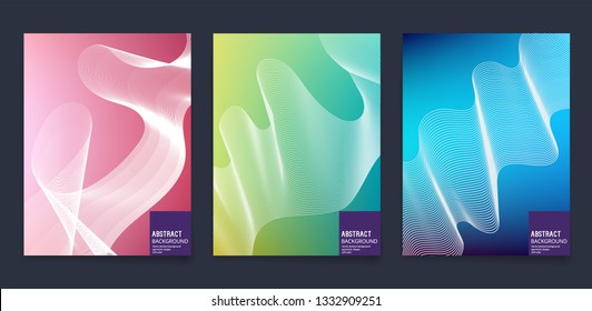 Afiches abstractos de diseño moderno. Conjunto de ilustraciones de líneas suaves en un fondo de color.