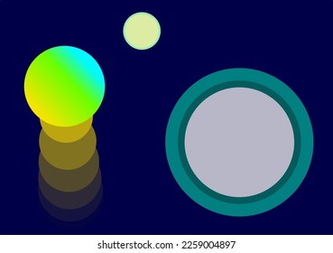 Diseño moderno de diseño abstracto Vector Ilustración hecha a mano con formas redondeadas adecuadas para colocar su logotipo. Transparencias neonesas, efecto de la luz lunar sobre la pila de círculos. 