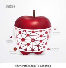 Modern Design apple dot Minimal style infographic template / can be used for infographics / numbered banners / horizontal cutout lines / graphic or website layout vector