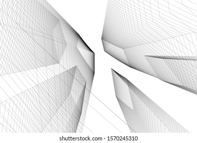 modern design architecture, 3d structure 