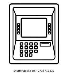 Modern design of an automated teller machine with a screen and keypad. isolated on white background, Vector