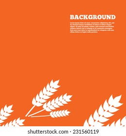 Modern design background. Agricultural sign icon. Gluten free or No gluten symbol. Orange poster with white signs. Vector
