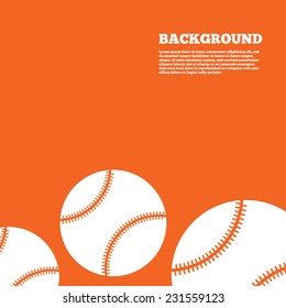 Modern Design Background. Baseball Ball Sign Icon. Sport Symbol. Orange Poster With White Signs. Vector