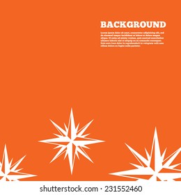 Modern design background. Compass sign icon. Windrose navigation symbol. Orange poster with white signs. Vector
