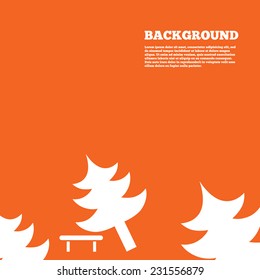 Modern design background. Falling tree sign icon. Caution break down christmas tree symbol. Orange poster with white signs. Vector