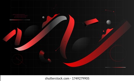 Modern design background with geometric gradients shapes and 3d elements. Minimal vector futuristic composition with wave shape for cover, landing page, poster.