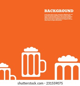 Modern design background. Glass of beer sign icon. Alcohol drink symbol. Orange poster with white signs. Vector