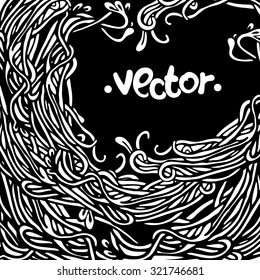 Modern design. Background. Hand drawing. Vector. Long. Black and white. Lines. Decorate. Style. Coloring.