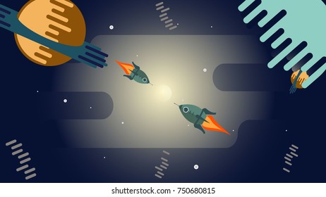 Modern design background image The rocket is flying.