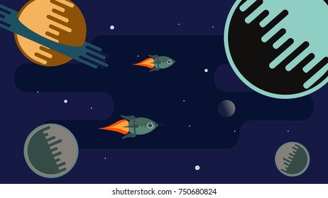 Modern design background image The rocket is flying.