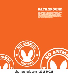 Modern design background. No animals testing sign icon. Not tested symbol. Orange poster with white signs. Vector
