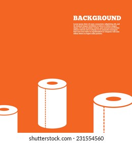 Modern design background. Paper towel sign icon. Kitchen roll symbol. Orange poster with white signs. Vector