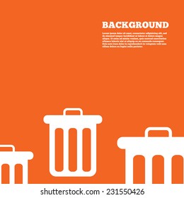 Modern design background. Recycle bin sign icon. Bin symbol. Orange poster with white signs. Vector