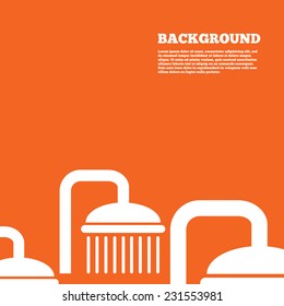 Modern design background. Shower sign icon. Douche with water drops symbol. Orange poster with white signs. Vector