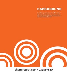Modern design background. Target aim sign icon. Darts board symbol. Orange poster with white signs. Vector