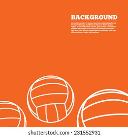 Modern design background. Volleyball sign icon. Beach sport symbol. Orange poster with white signs. Vector