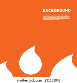 Modern design background. Water drop sign icon. Tear symbol. Orange poster with white signs. Vector