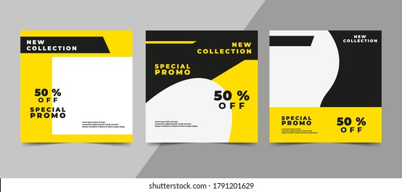 Modern design background in yellow black color. Social Media Banners Post Template. EPS10.