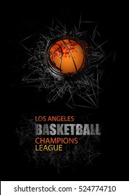 Modern Design for the basketball championship. Banner, flyer template sports. Grunge ball. Abstract background. EPS file is layered.