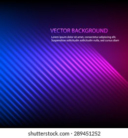 Modern design blue pink abstract background of bright glowing blur wave lines. Vector illustration Eps 10. Futuristic northern lights style night glow neon disco club or night party
