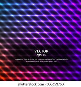 Modern design blue pink abstract background of bright glowing blur wave lines. Vector illustration Eps 10. Futuristic northern lights style night glow neon disco club or night party